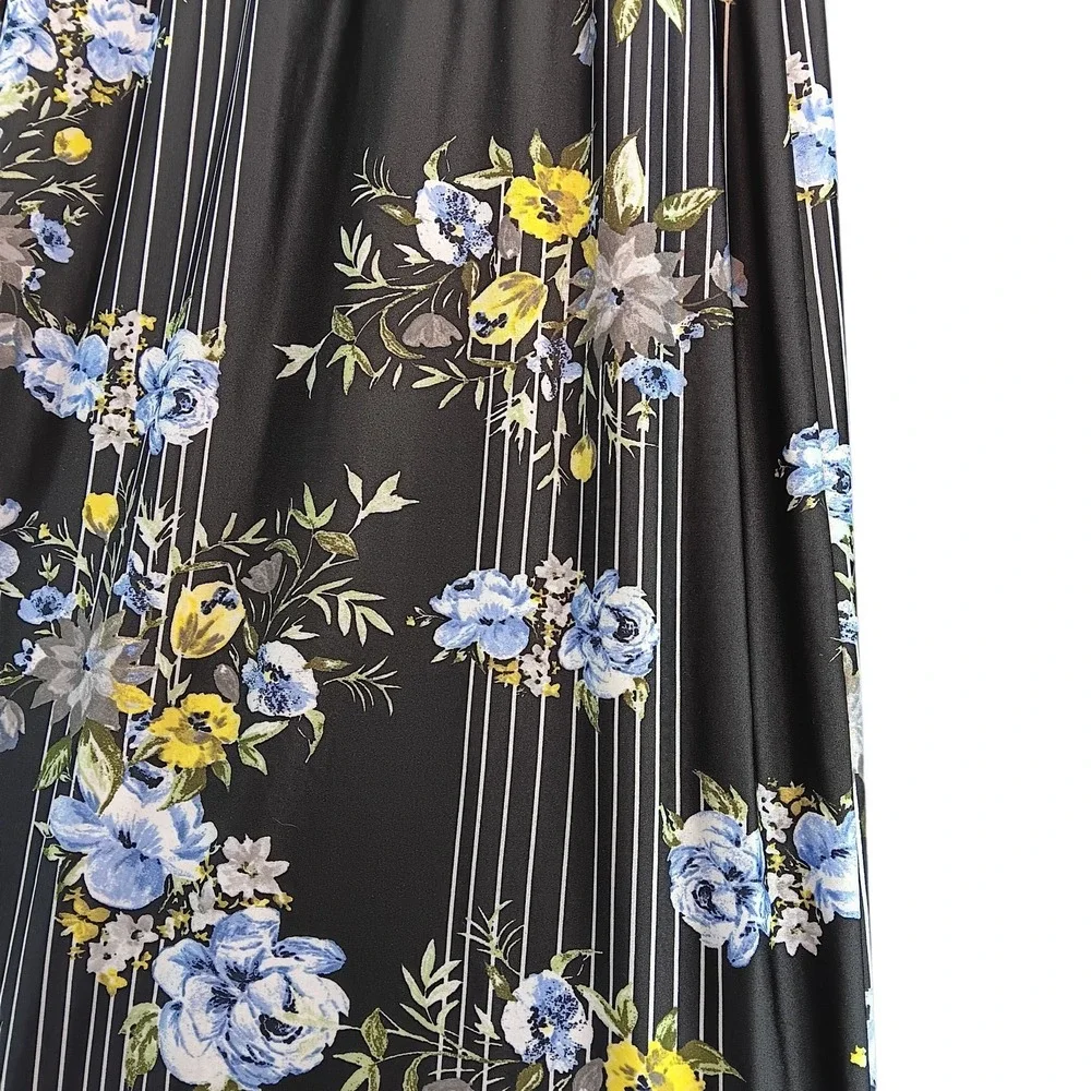 APT 9 Women's Strapless‎ Maxi Skirt XL Black Floral Boho Stretch Summer Pull On
